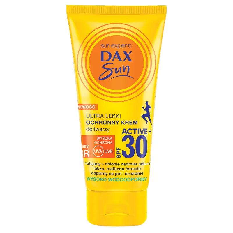 DAX Sun Active+ ultralekki ochronny krem do twarzy SPF 30 z ochroną UVA, UVB, IR i HEV 50 ml