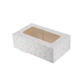 10x Pudełko na ciasto, z okienkiem 12.5x21x7 cm zamykane TEKTURA LITA biały