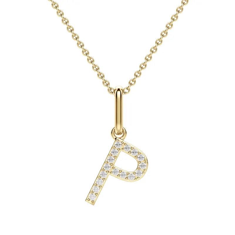 Wisiorek Litera "P" Laboratoryjny Diament 585 Żółte Złoto (14K)