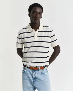 Gant Koszulka Polo Męska W Paski Z Krótkim Rękawem Regular Fit