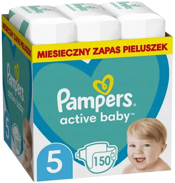 PAMPERS ACTIVE BABY 5 PIELUCHY DLA DZIECI 11-16kg ZAPAS 150szt