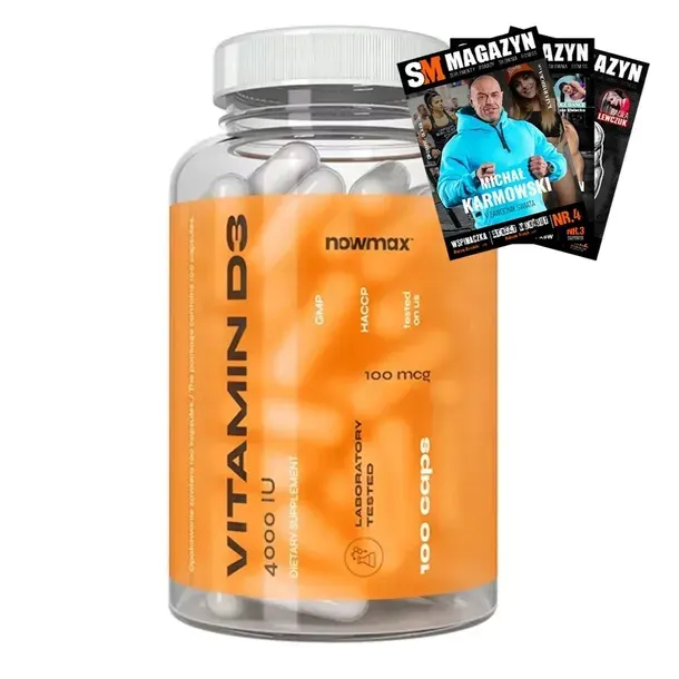 nowmax WITAMINA D 4000 IU VITAMIN D3 100 mcg 100KAPS ODPORNOŚĆ STAWY KOŚĆI