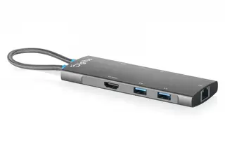 Digitus Stacja dokująca USB-C 8-portowa, HDMI 4K/60Hz, 4x USB-A + 1x USB-C 3.2 Gen1, RJ45 Gigabit, Power Delivery 100W, DP 1.4 Alt Mode, kabel 18cm