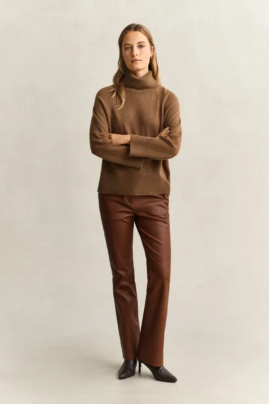 Gant Sweter Damski Relaxed Fit Brązowy