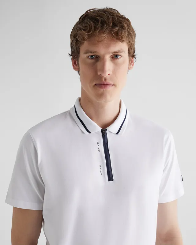 Gant Polo Męskie Z Krótkim Rękawem Z Zamkiem Do Połowy Regular Fit