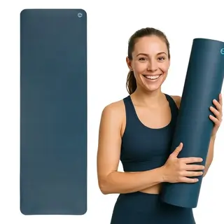 Mata do ćwiczeń jogi kauczukowa Bodhi EcoPro 4mm granatowy antypoślizgowa