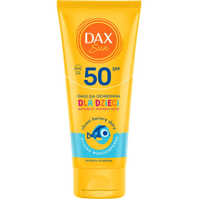 Dax Sun Travel emulsja ochronna SPF 50 dla dzieci z D-pantenolem, gliceryną, ekstraktem z bawełny i zielonej herbaty 100 ml