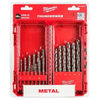 Zestaw wierteł do metalu Milwaukee 1-10 mm 19 elementów HSS-G Thunderweb