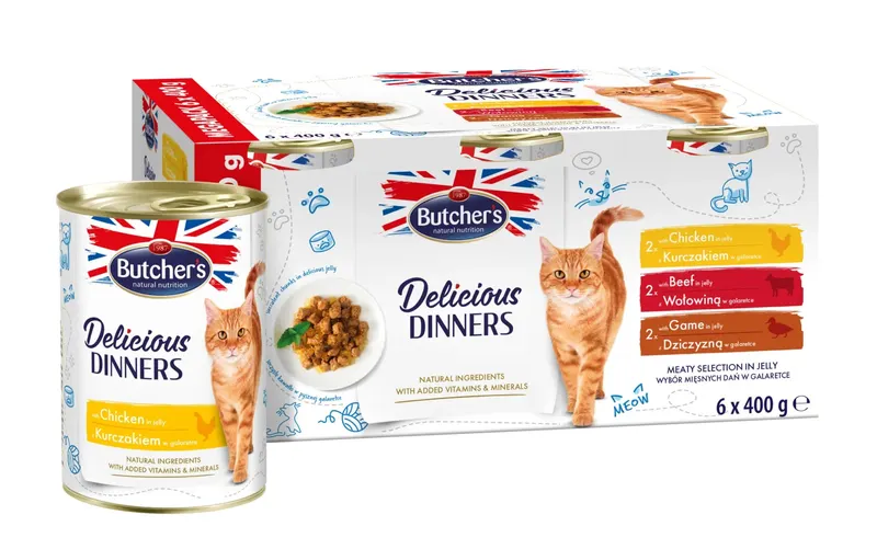 BUTCHER'S Delicious Dinners Wybór mięsnych dań w galaretce Box - mokra karma dla kota - 6 x 400g