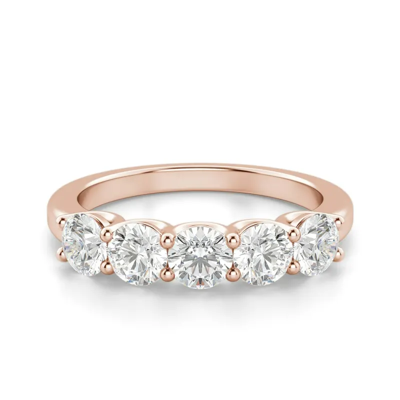 Obrączka Ślubna Anniversary 5 Kamieni Laboratoryjny Diament 585 Różowe Złoto (14K)