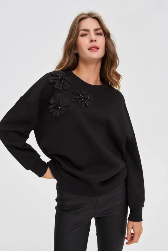 Bluza z aplikacją czarna