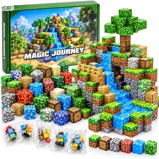KLOCKI MAGNETYCZNE 300 SZT SZEŚCIANY 2x2x2CM KLOCKI KONSTRUKCYJNE + FIGURKI