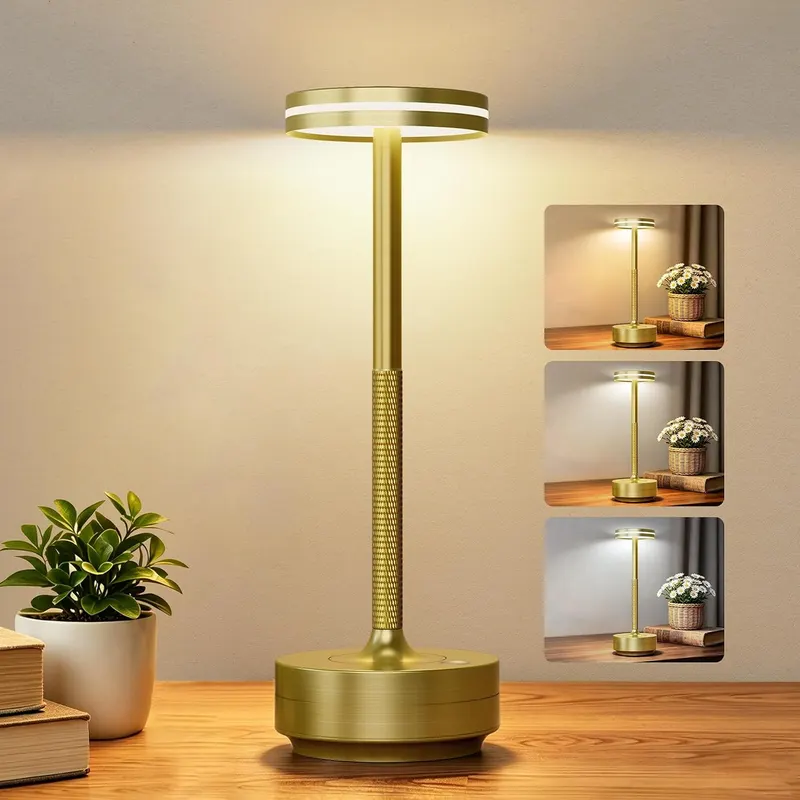 Lampa stołowa LED złota 5000 mAh bezprzewodowa dotykowa IP54