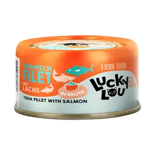 Lucky Lou Extra Filet w bulionie, 12 x 70 g - Tuńczyk i łosoś