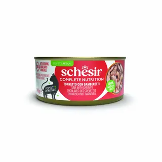 Schesir Complete Nutrition, filet w galarecie, 6 x 140 g w puszce - Tuńczyk z krewetkami