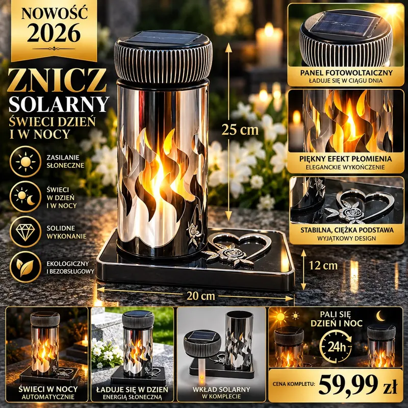 ZNICZ SOLARNY FOTOWOLTAICZNY 25 CM