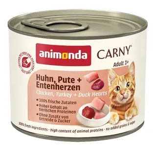 ANIMONDA Carny Adult Kurczak, indyk i kacze serca - mokra karma dla kota - 200g