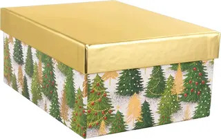 Pudełko prezentowe z pokrywką 20x15 cm świąteczne choinki