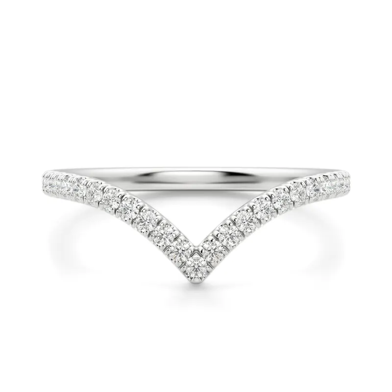 Obrączka Ślubna Luxe Chevron Accented Laboratoryjny Diament 585 Białe Złoto (14K)