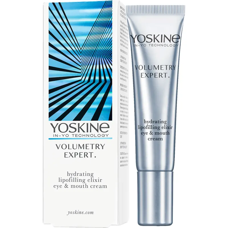 Yoskine Volumetry Expert nawilżający krem liftingujący na okolice oczu i ust z 3 typami kwasu hialuronowego, zielonym kawiorem, kofeiną i technologią Lipotransfer 15 ml