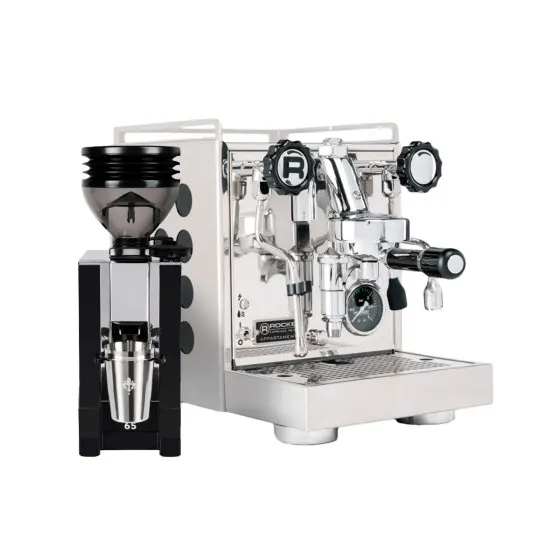 Ekspres kolbowy Rocket Espresso Appartamento 2.0 Black oraz młynek do kawy Eureka Mignon Arto 65