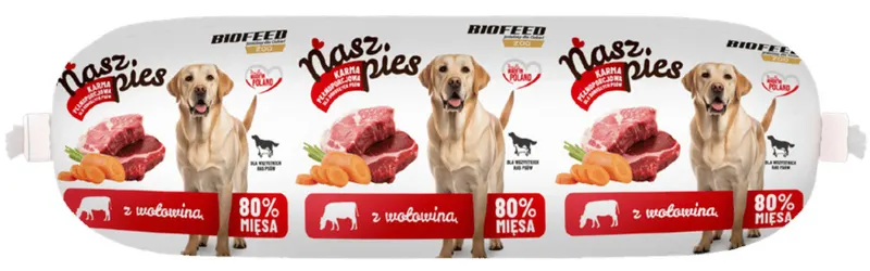 BIOFEED Nasz Pies Baton z Wołowiną - mokra karma dla psa - 1000g