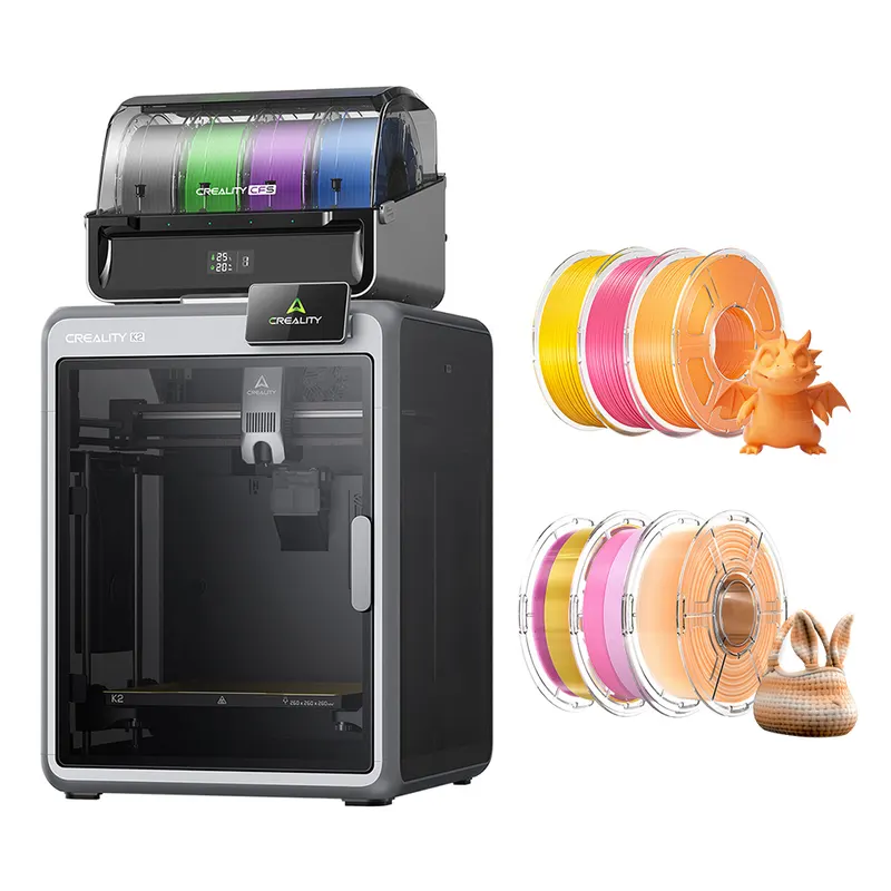 Drukarka 3D Creality K2 Combo, 6 kg, filament Mecpow HS PETG – różowy/pomarańczowy/żółty/pomarańczowo-biały/różowo-żółty/różowo-biały