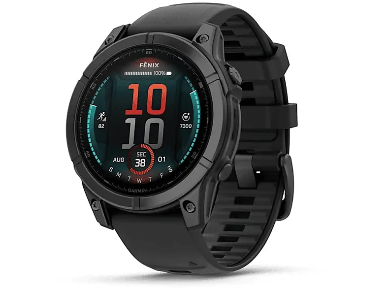 PRODUKT PO EKSPOZYCJI - Smartwatch GARMIN fenix E 47 mm Stal Slate grey z czarnym silikonowym paskiem 010-03025-01