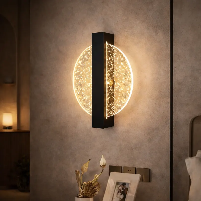 Kinkiet ścienny CELESTRA – designerska lampa LED w kolorze czarnym z kryształowym efektem