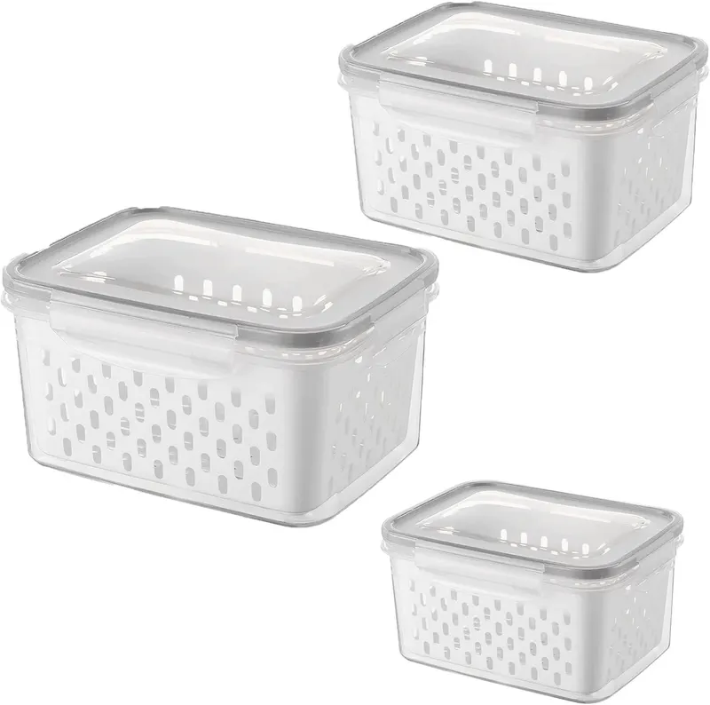 Organizer kuchenny 3 pojemniki 3300 ml hermetyczne szare 18x7 cm