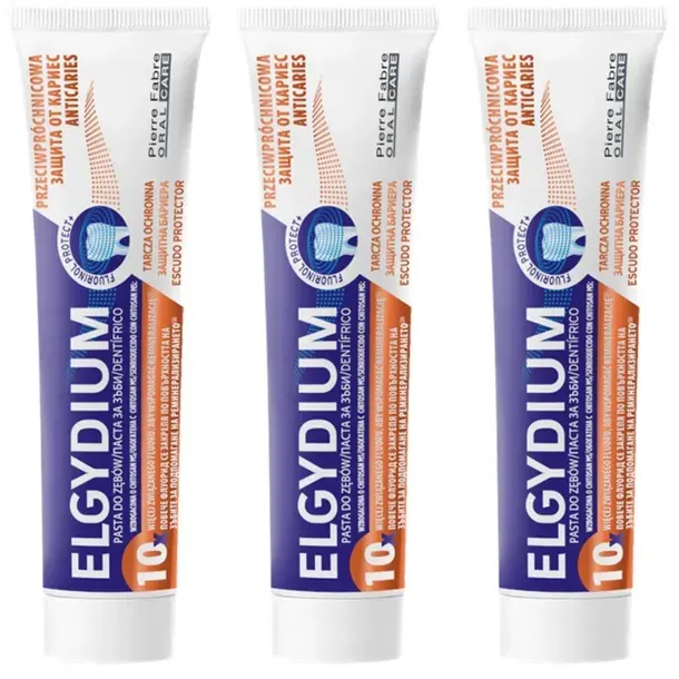 3x Elgydium Pasta do zębów przeciwpróchnicowa wzbogacona o chitosan MS 75ml