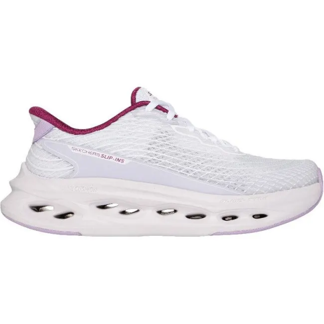 Skechers Max Cushioning Glide-Step - Szafirowy, buty, damskie, białe