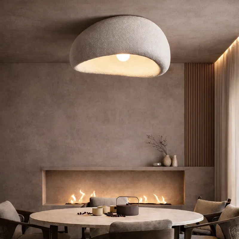 SAKKA – minimalistyczna lampa sufitowa Japandi z fakturą kamienia