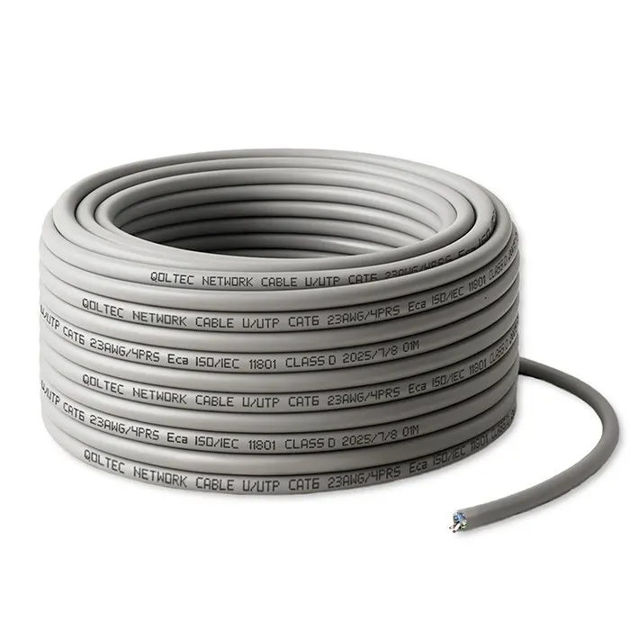 Qoltec Kabel Patchcord sieciowy skrętka UTP | Miedziany Cu | CAT6 | Highspeed 1Gb/s | LAN | 25m | Szary