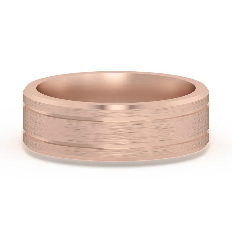 Klasyczna Double Channel Satenowa Finish Obrączka Ślubna 6 MM 585 Różowe Złoto (14K)