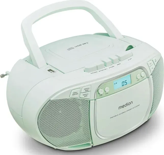 BOOMBOX RADIO FM STEREO MD44176 CD-MP3 USB KASETA AUX MAGNETOFON