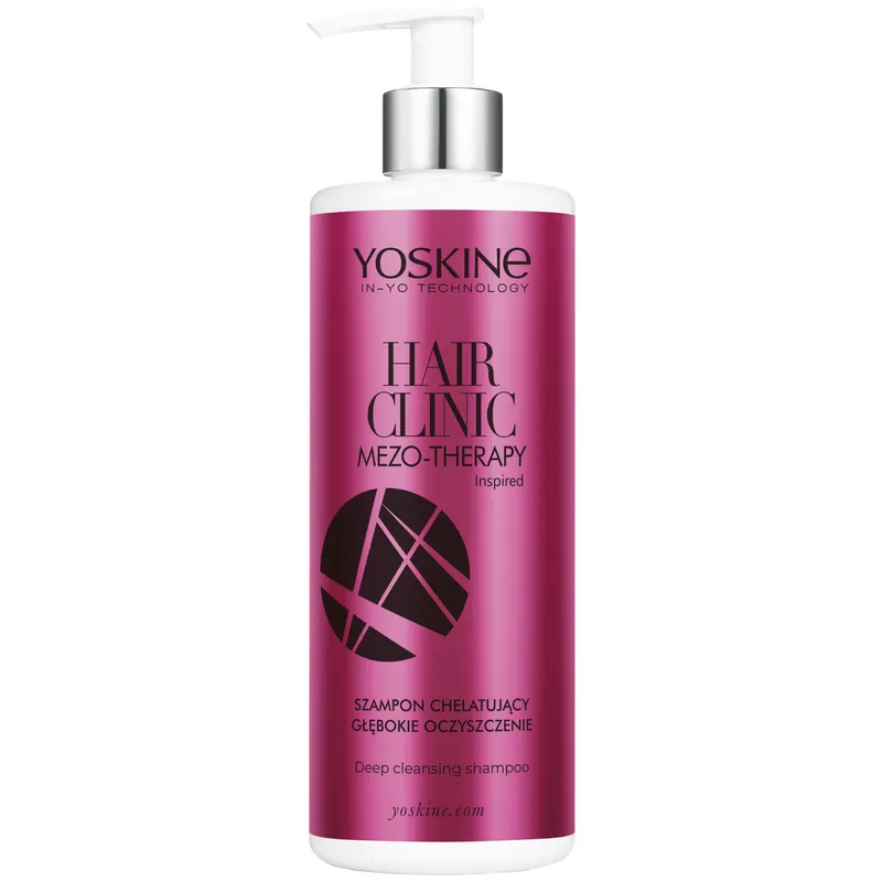 Yoskine Hair Clinic Mezo-Therapy szampon chelatujący głęboko oczyszczający z technologią IN-YO, niacynamidem, kofeiną, biotyną, kwasem migdałowym i bio-mikroigłami 350 ml