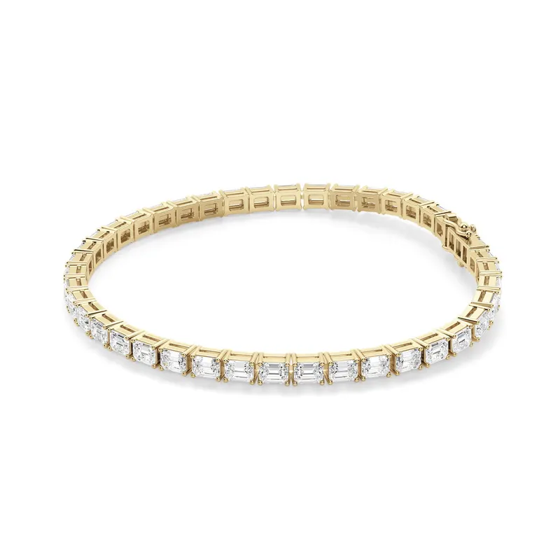 4 Prong Szmaragdowa Tenisowa Bransoletka s Laboratoryjnym Diamentem 8.00 krt z żółtego złota pr. 14K (585)