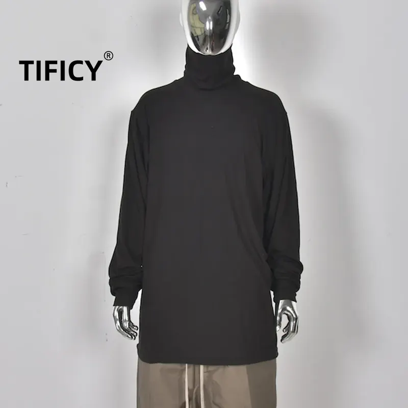 Dark Ro Wool Striped High Neck Loose Knit T-shirts Teenagers Plus Size Men and Women Long Sleeved Spring and Autumn Fashion
