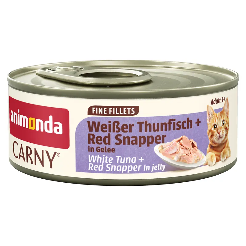 animonda Carny Adult Fine Fillets, w galarecie, 24 x 60 g - Tuńczyk biały i lucjan czerwony