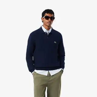 Lacoste Dziana Koszulka Polo Z Długim Rękawem I Krój Classic Fit Granatowa Męskie Granatowy