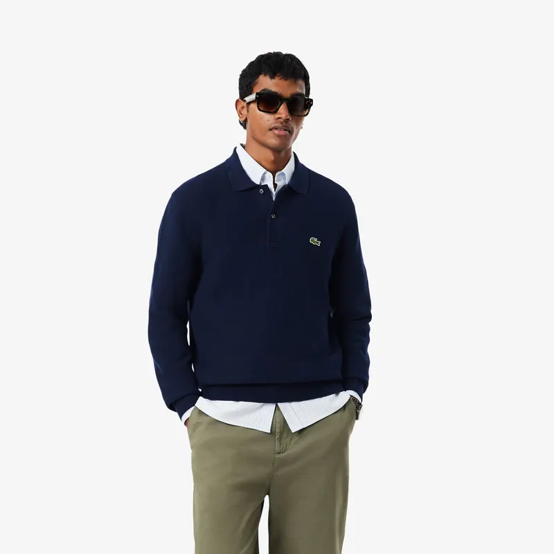 Lacoste Dziana Koszulka Polo Z Długim Rękawem I Krój Classic Fit Granatowa Męskie Granatowy