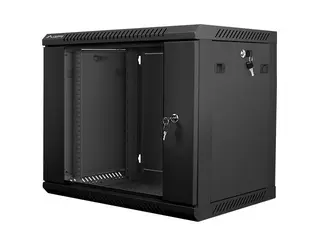 Lanberg Szafa instalacyjna wisząca 19 cali 9U 600X450mm czarna (drzwi szklane)