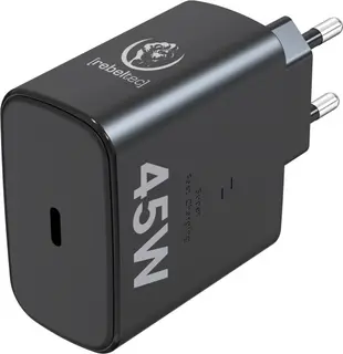 Rebeltec Zasilacz PD45W USB-C uniwersalny do notebooków, smartphonów, tabletów, power banków i innych urządzeń z gniazdem zasilającym USB-C.