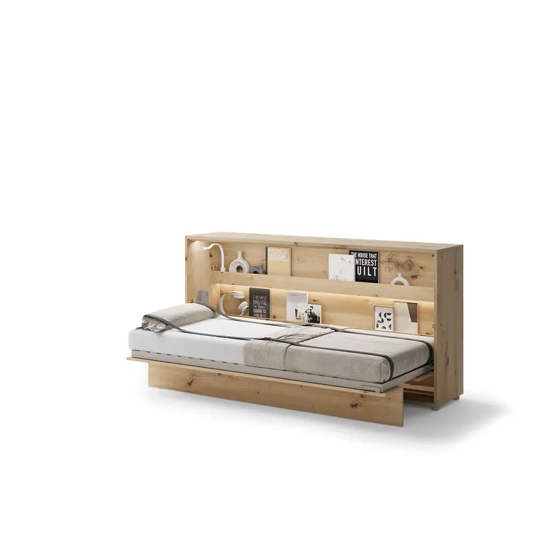 Półkotapczan poziomy BC-06 Bed Concept | 90x200 cm | Dąb Artisan | składany | funkcjonalny | oszczędność przestrzeni