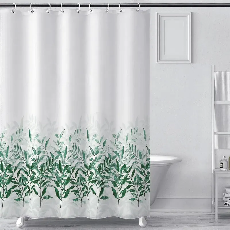 ZASŁONA PRYSZNICOWA 180X180 CM ZIELONE ROŚLINY ANTYPLEŚNIOWA 12 PIERŚCIENI