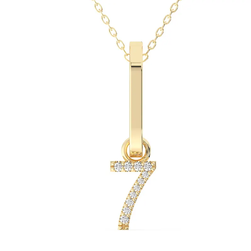 Wisiorek Numer "7" Laboratoryjny Diament 585 Żółte Złoto (14K)
