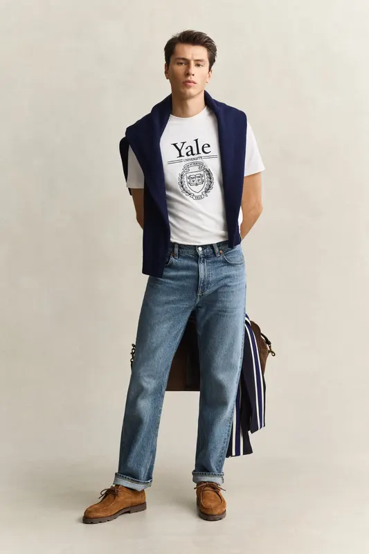 Gant T-Shirt Yale Męski Biały