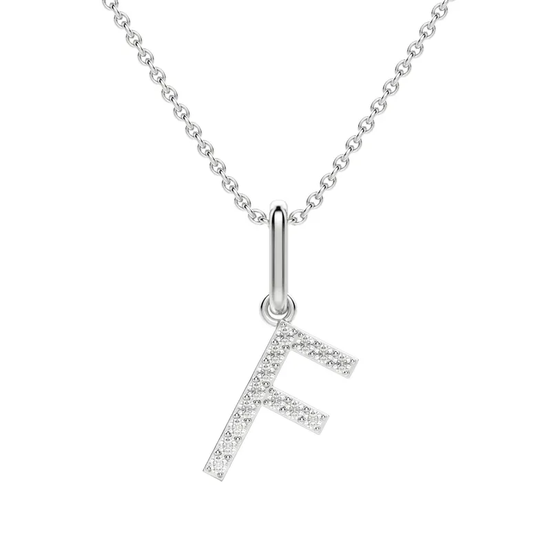 Wisiorek Litera "F" Laboratoryjny Diament 585 Białe Złoto (14K)