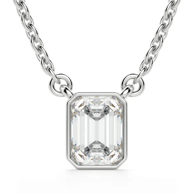 Szmaragdowy Naszyjnik Marseille 1.00 kt Laboratoryjny Diament 585 Białe Złoto (14K)